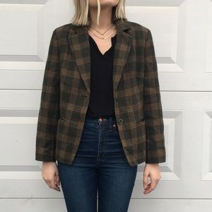 Amazing Vintage Plaid Wool Blend Blazer